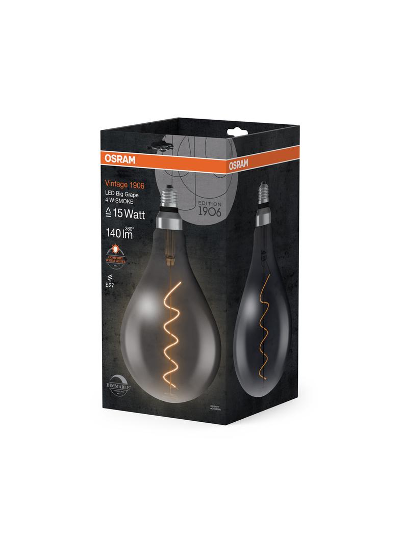 Lampa LED Vintage 1906 dim CL A160 Filament szkło przezroczyste SMOKE 12 dim 5W 818 E27