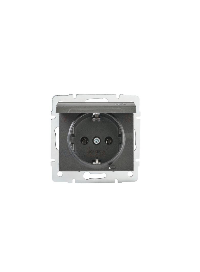 LOGI Gniazdo z uziemieniem IP44 Schuko śrubowe grafit 16A 250V 021230141 25264 KANLUX