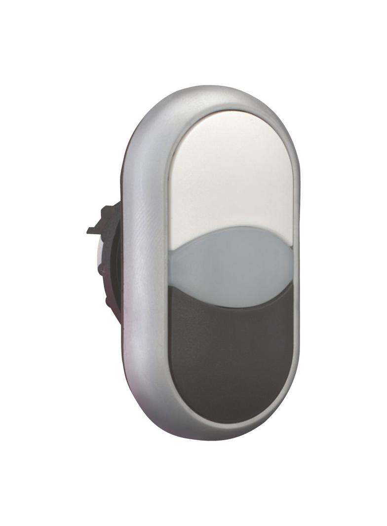 M22-DDL-WS Przycisk podwójny biało/czarny z samopowrotem i z możliwością podświetlenia 216704 EATON