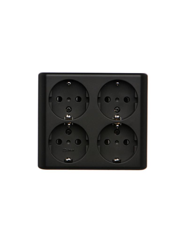 Simon 54 Gniazdo poczwórne Schuko n/t z przesłonami wersja skandynawska 16A szybkozłączka czarny