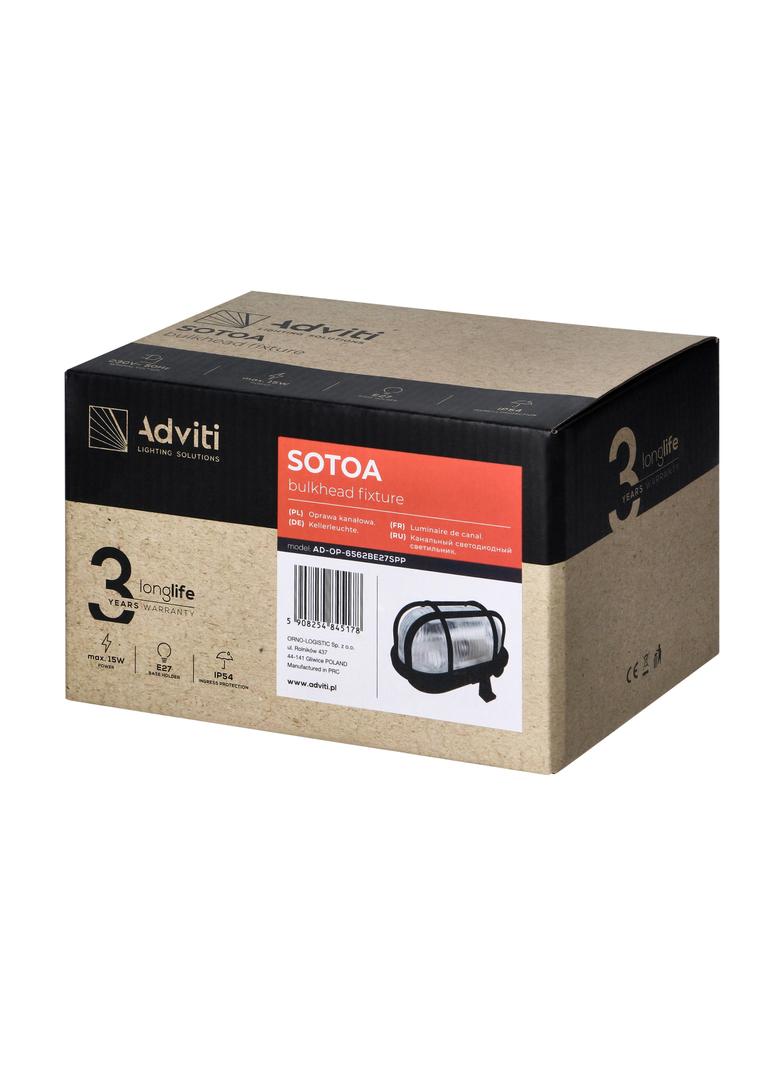 Oprawa oświetleniowa SOTOA E27 max. 15W IP54 klosz szklany osłona plastikowa czarna AD-OP-6562BE27SPP ORNO