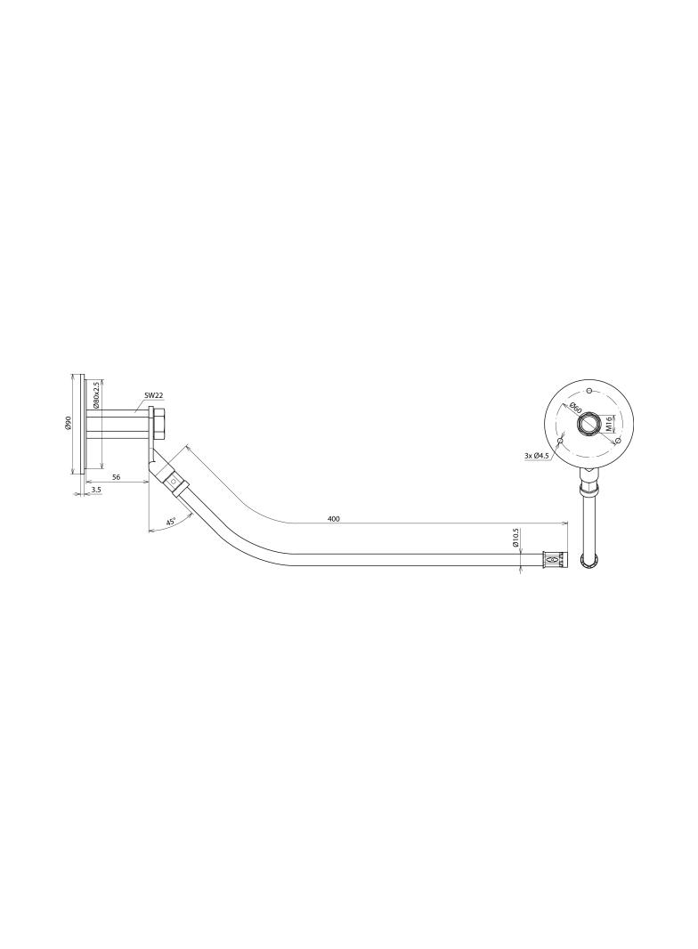 Wypust uziemiający M16 do transformatora, NIRO, z linką 70 mm2, 400 mm Cu/gal Sn