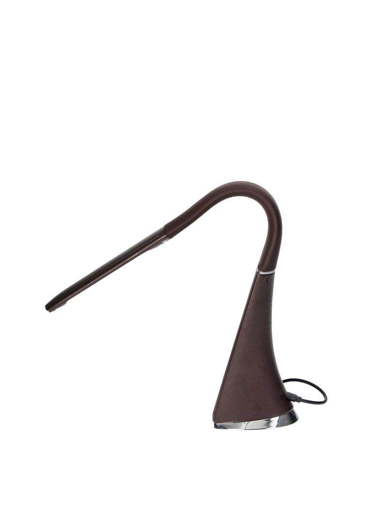 Lampka biurkowa DOLOMIT LED 4000K, 5W DIM z zegarem, imitacja skóry/chrom brązowa DL-12/BR ORNO