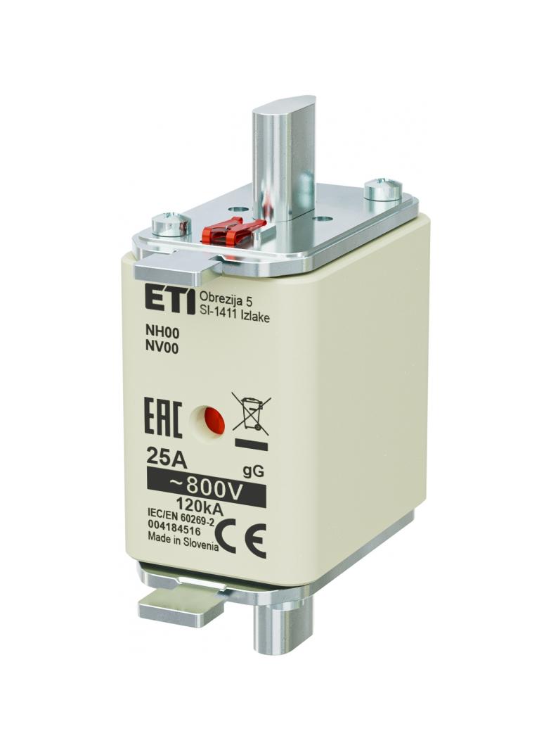 Wkładka topikowa NH zwłoczna KOMBI NH00 gG 25A 800V 004184516 ETI