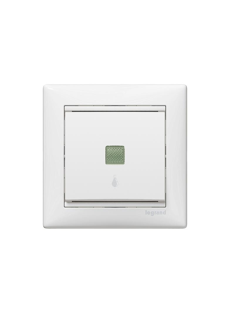 VALENA PRZYCISK JEDNOBIEGUNOWY POŚWIETLANY Z SYMBOLEM LAMPY BIAŁY 10A-250V~, Legrand