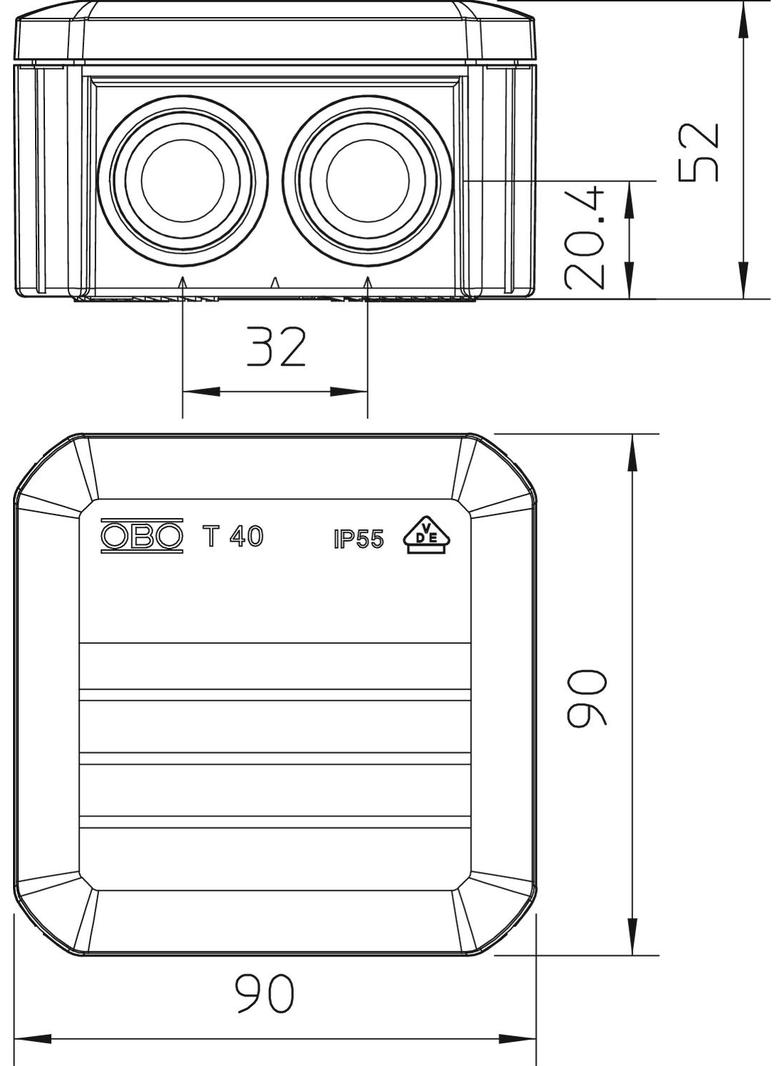 T 40, SKRZYNKI ROZGAŁĘŹNE 90X90X52