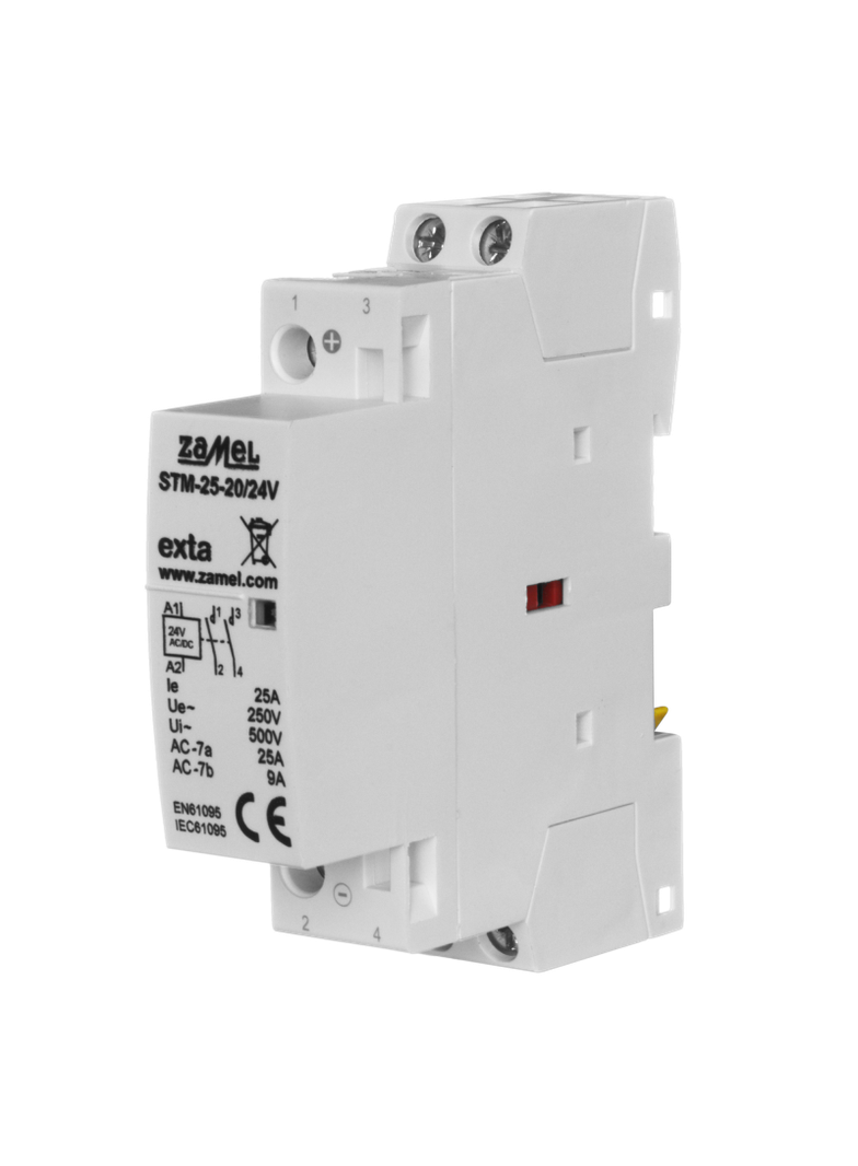 STYCZNIK MODUŁOWY INSTALACYJNY 25A, 2xNO, 24V AC/DC, TYP: STM-25-20/24V