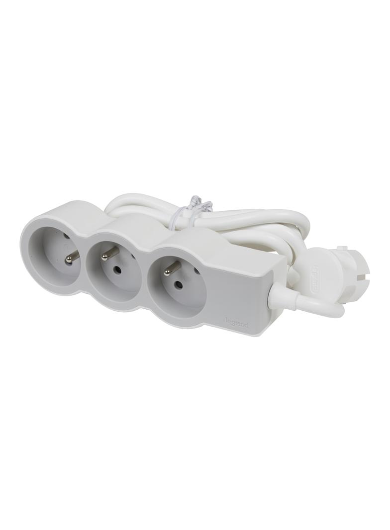 PRZEDŁUŻACZ STANDARD 3X2P+Z, Z PRZEWODEM 3.0 METRA 3X1.5 MM2 - BIAŁY/JASNOSZARY, Legrand
