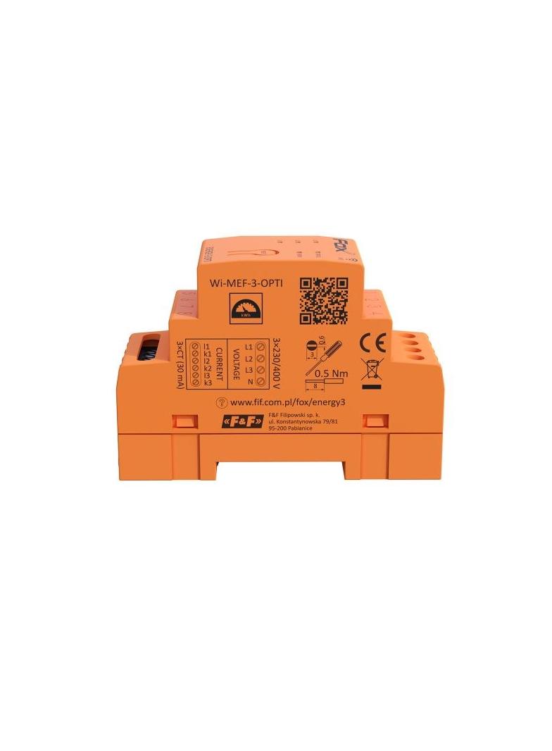 Monitor energii elektrycznej z wbudowaną anteną wewntrzną WI-FI 3F+N WI-MEF-3-OPTI-40 F&F