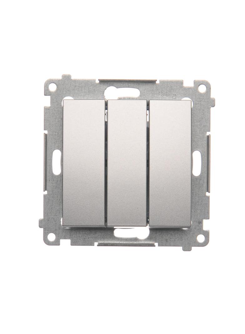Simon 54 Przycisk potrójny z podświetleniem LED 10A szybkozłączka srebrny mat