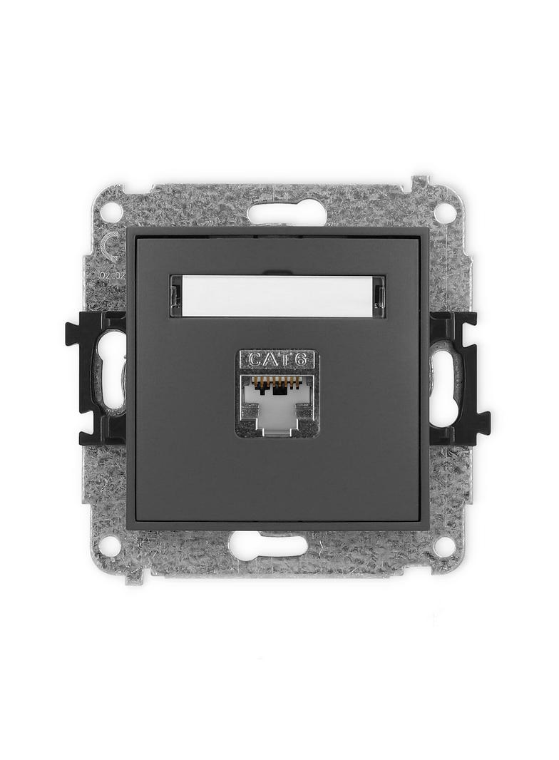 ICON Mechanizm gniazda komputerowego pojedynczego 1xRJ45, kat. 6, ekranowany, 8-stykowy grafitowy ma