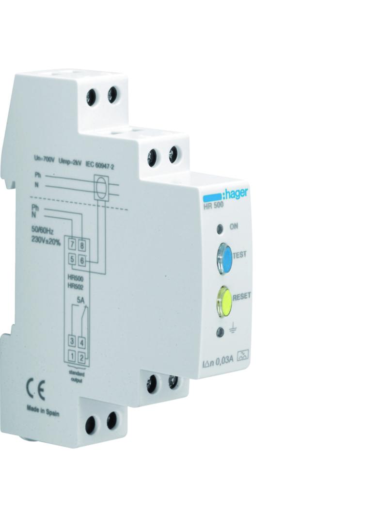 Przekaźnik różnicowo-prądowy 0,03A bezzwłoczny HR500 HAGER