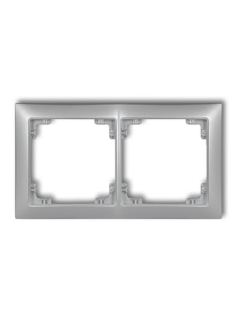 DECO Ramka podwójna z tworzywa DECO Soft srebrny metalik 7DRSO-2 KARLIK