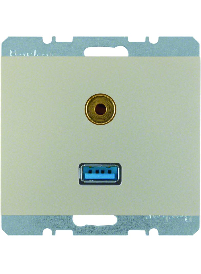 BERKER K.5 Gniazdo USB / 3,5mm Audio stal szlachetna lakierowana 3315397004 HAGER