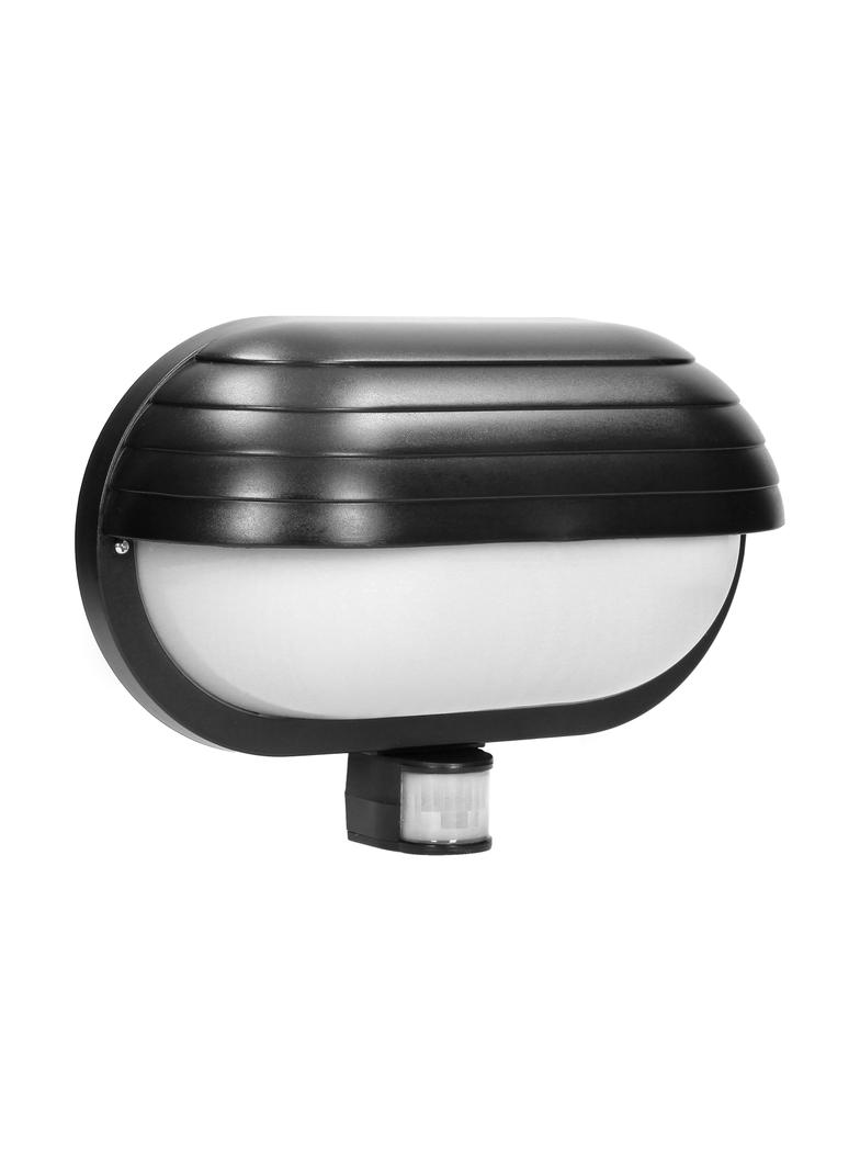 MUSAM oprawa ogrodowa z czujnikiem ruchu 180st 1x60W E27 IP44 z przesłoną plastik czarna LF-1/B ORNO