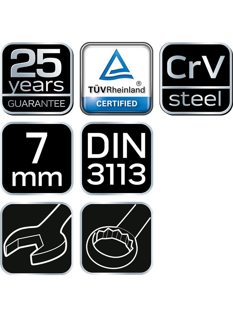 Klucz płasko-oczkowy 7 x 110 mm