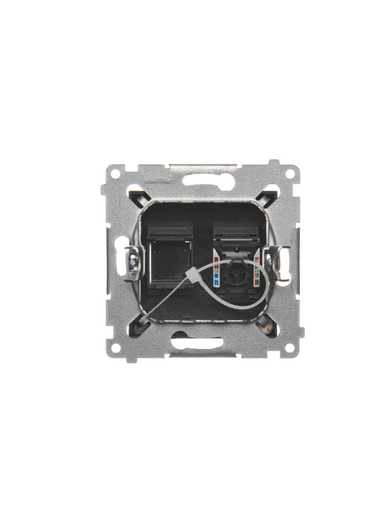 Simon 54 Gniazdo komputerowe pojedyncze RJ45 kategoria 6 z przesłoną przeciwkurzową czarny