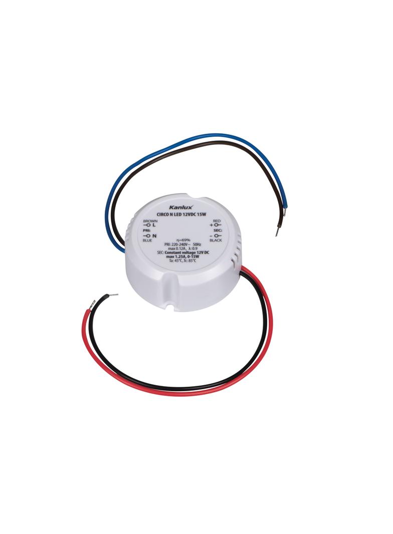 Zasilacz dopuszkowy CV CIRCO N LED 12V DC 0-15W 24243 KANLUX
