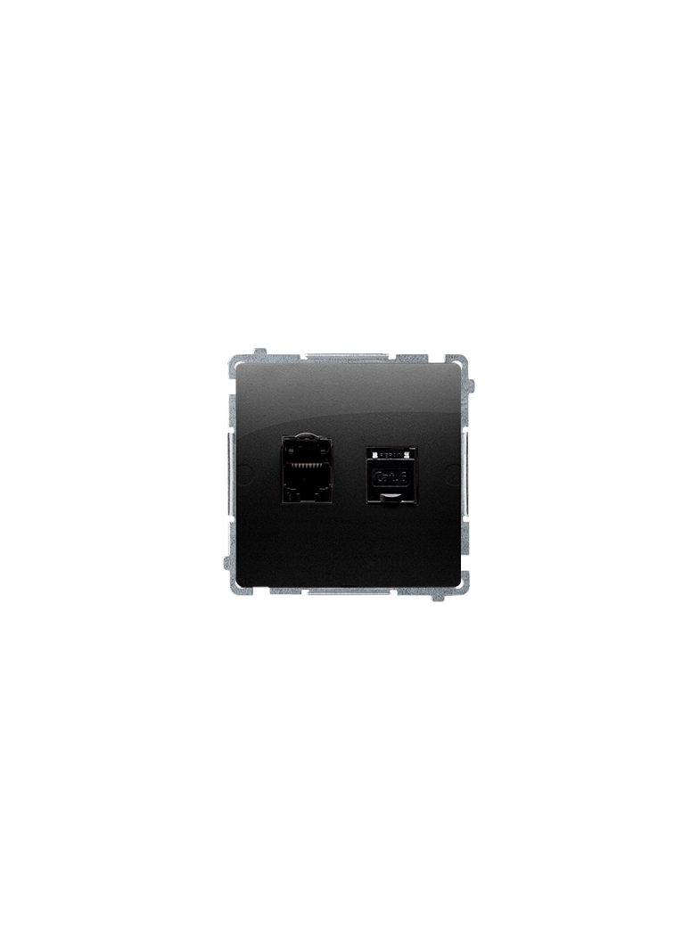 Simon BASIC WMUK-0620xx-Y011 Gniazdo komputerowe RJ45, kategoria 6, podwójne z przesłoną przeciwkurz BM62.01/49 KONTAKT