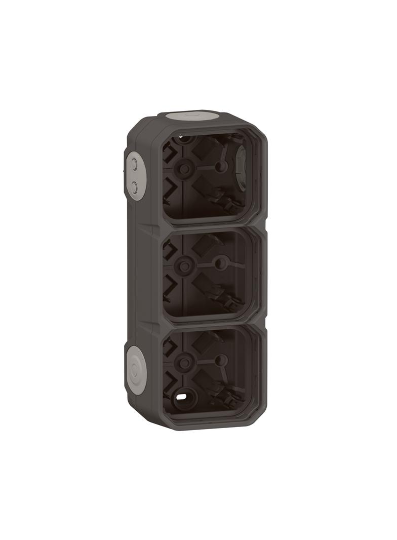 NOWE PLEXO - PUSZKA NATYNKOWA PODTRÓJNA Z PRZEPUSTEM MEMBRANOWYM ANTRACYT