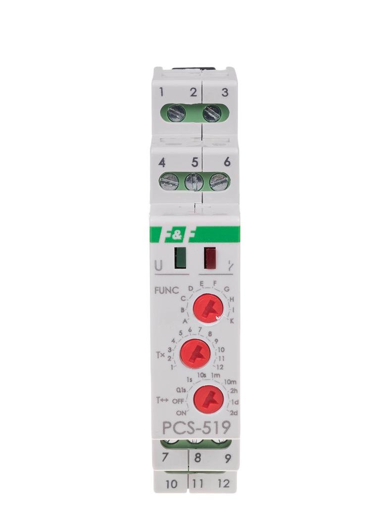 Przekaźnik czasowy 10-funkcji styki 2Z/R Uniwersalny 24V lub 230V PCS-519 DUO PCS-519DUO F&F