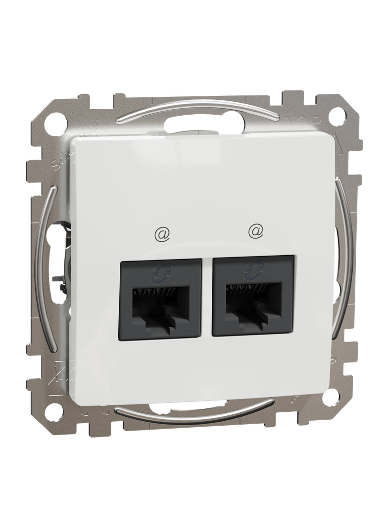 Sedna Design & Elements, gniazdo komputerowe 2xRJ45 kat.6 UTP, białe