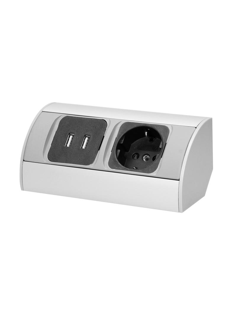Gniazdo meblowe 1x2P+Z (Schuko) 2xUSB (typ A 2,1A) OR-AE-1310(GS) ORNO