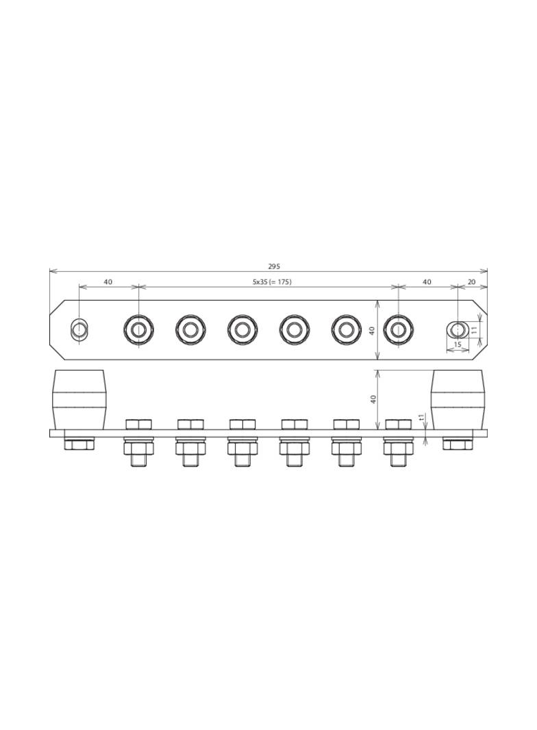 Szyna uziemiająca na izolatorach, bez pokrywy, stal nierdzewna NIRO