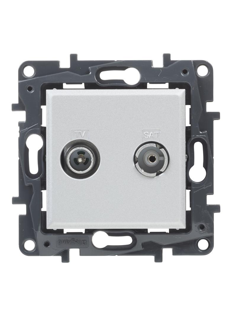 Niloe Step - gniazdo TV-R-SAT przelotowe, 14 dB- kolor aluminium, Legrand