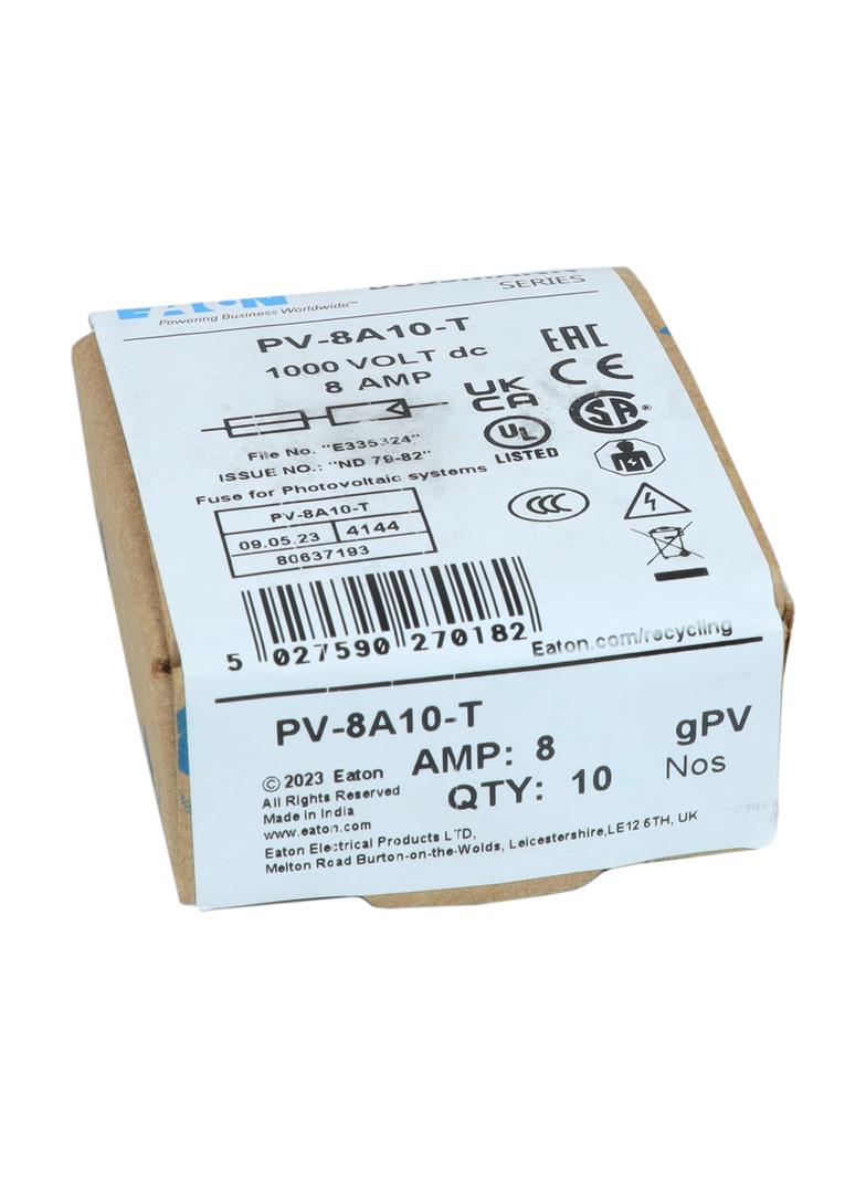 PV-8A10-T Wkładka PV cylindryczna 8A 1000V DC 10x38MM z etykietą PV-8A10-T EATON