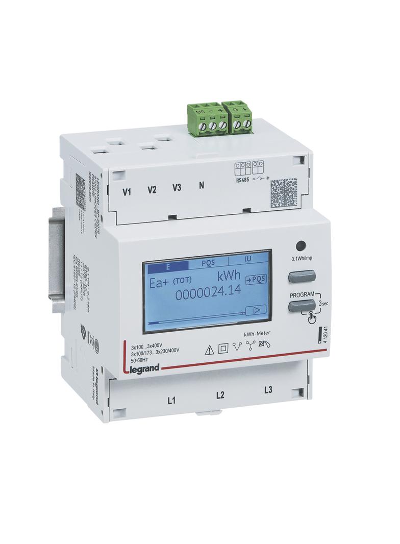 LICZNIK ENERGII POMIAR PRZEZ PRZEKŁADNIKI CT, 3 FAZOWY 5 A Z WYJŚCIEM RS485, 2 TARYFY, Legrand