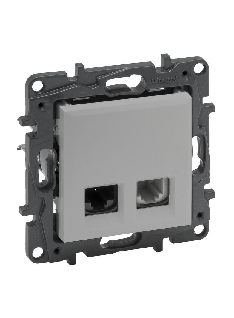 Niloe Step - Gniazdo Rj11 + Rj45 Kat. 6 Utp- Kolor Aluminium 863356 LEGRAND