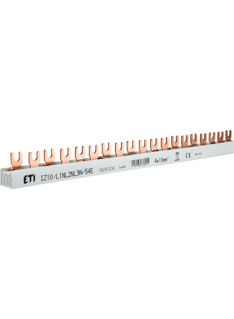 Szyna łączeniowa widełkowa 4P 63A 10mm2 (54 mod.) IZ10/L1NL2NL3N/54E 002921214 ETI