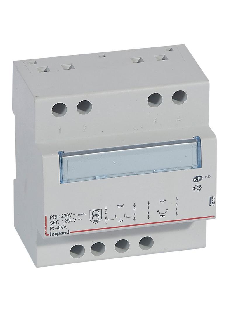 MODUŁOWY TRANSFORMATOR BEZPIECZEŃSTWA TR340 12/24 40VA, Legrand