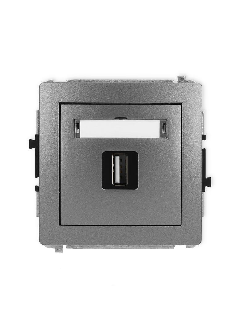 DECO Mechanizm gniazda pojedynczego USB A-A 2.0 grafitowy