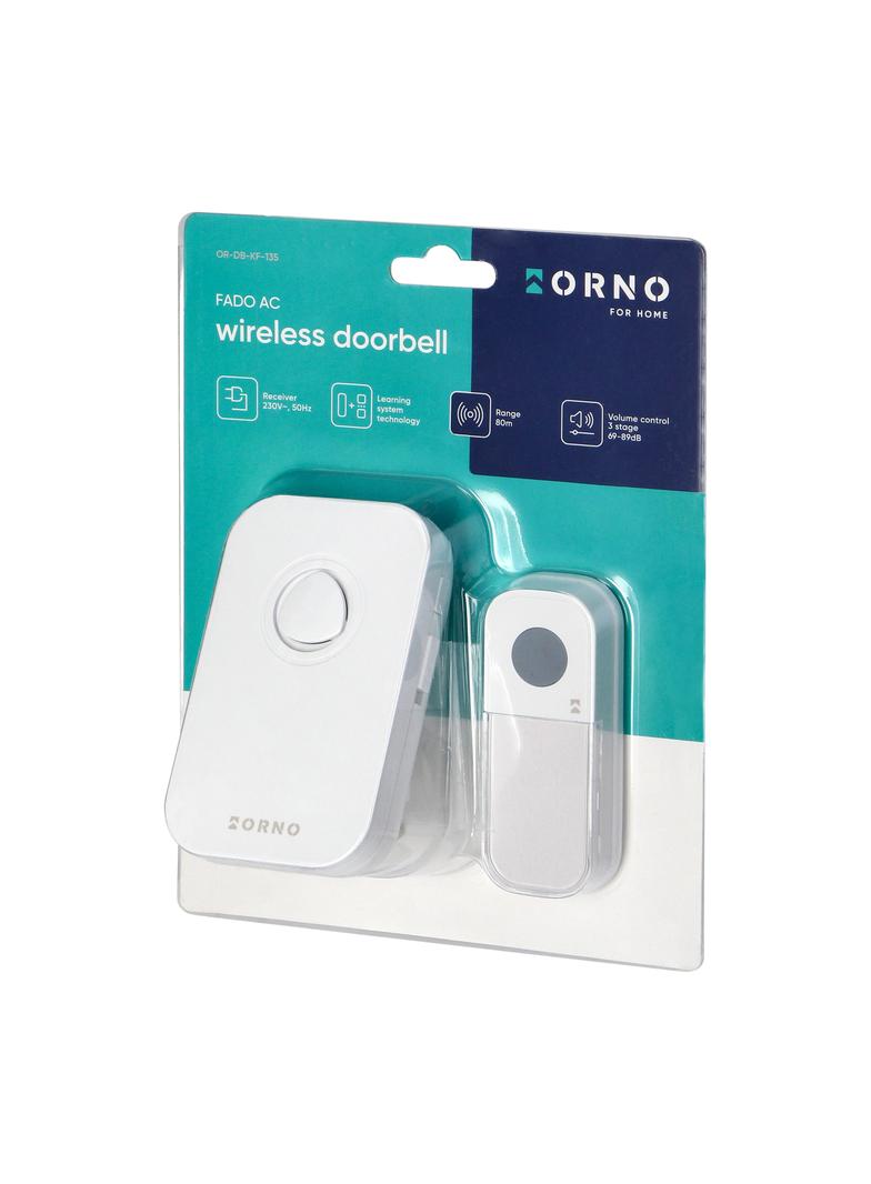 Dzwonek bezprzewodowy FADO AC sieciowy learning system 36 dźwięków 80m OR-DB-KF-135 ORNO