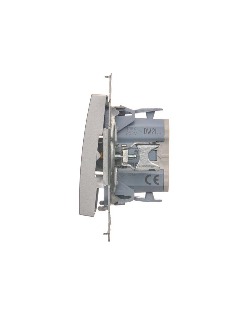 Simon 54 Łącznik dwubiegunowy z podświetleniem LED 10A 250V szybkozłączka srebrny mat DW2L.01/43 KONTAKT