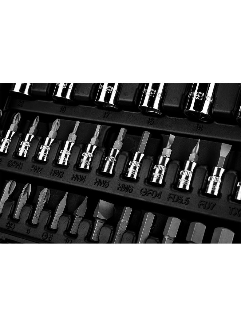 Klucze nasadowe 1/4", 1/2", zestaw 110 szt., CrV