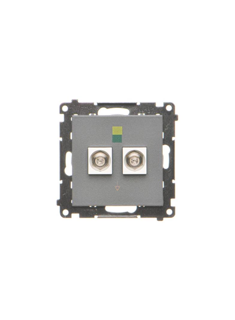 Simon 55 Gniazdo ekwipotencjalne podwójne Grafitowy mat