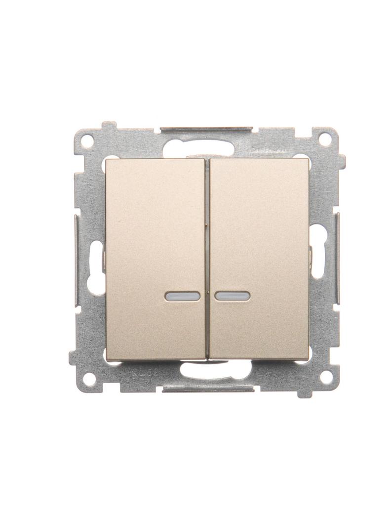 Simon 54 Łącznik świecznikowy z podświetleniem LED i do wersji IP44 16A 250V zaciski śrubowe złoty mat *Posiada wkładkę DU1W DW5ABL.01/44 KONTAKT