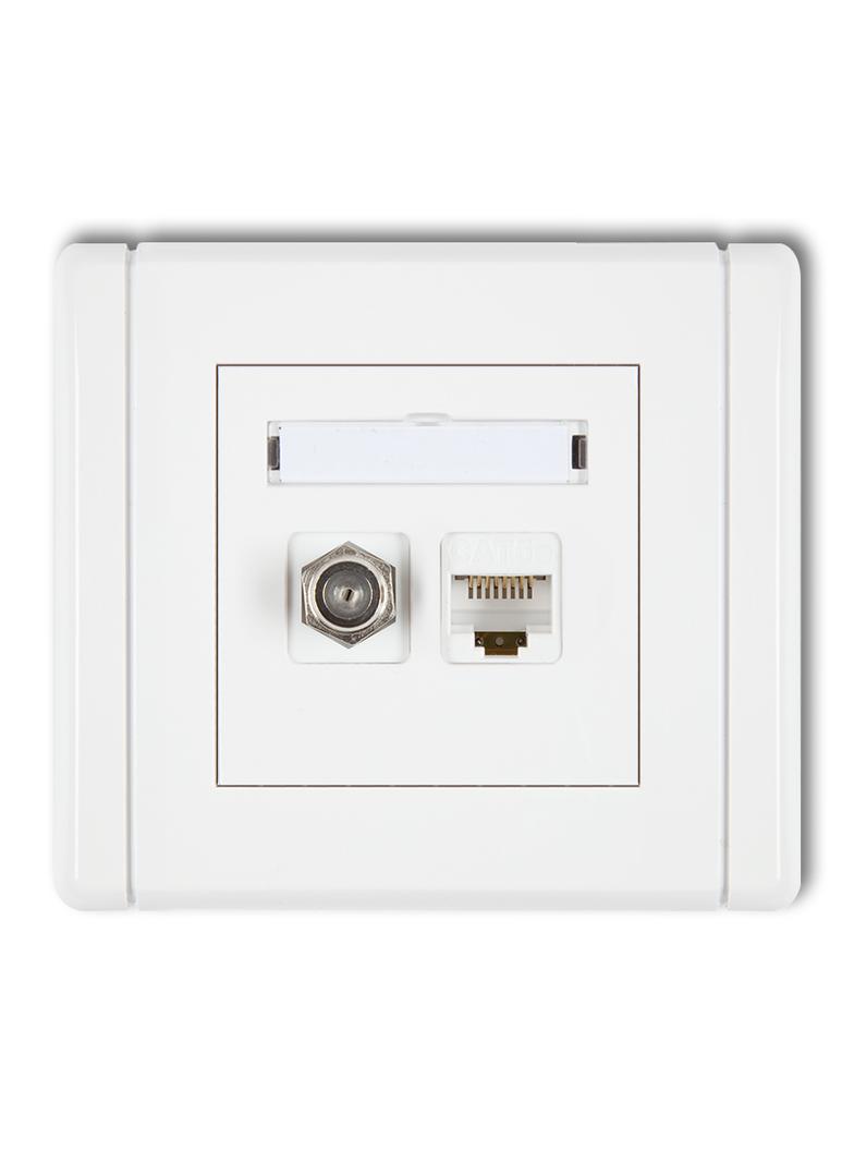 FLEXI Gniazdo antenowe poj. typu F (SAT) + gniazdo komp. poj. 1xRJ45, kat. 6 ekranowane, 8-stykowe b