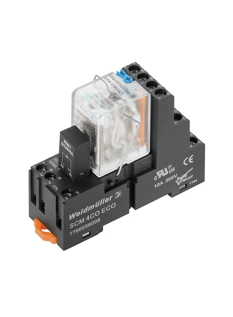 DRMKIT 220VDC 2CO LD/PB Moduł przekaźnikowy, 220 V DC, Zielona dioda LED, Dioda zwrotna, 2 zestyk przełączny (AgNi złocone cienkowarstwowo) , 250 V AC, 10 A, złącze śrubowe, /10s 1542470000 WEIDMÜLLER