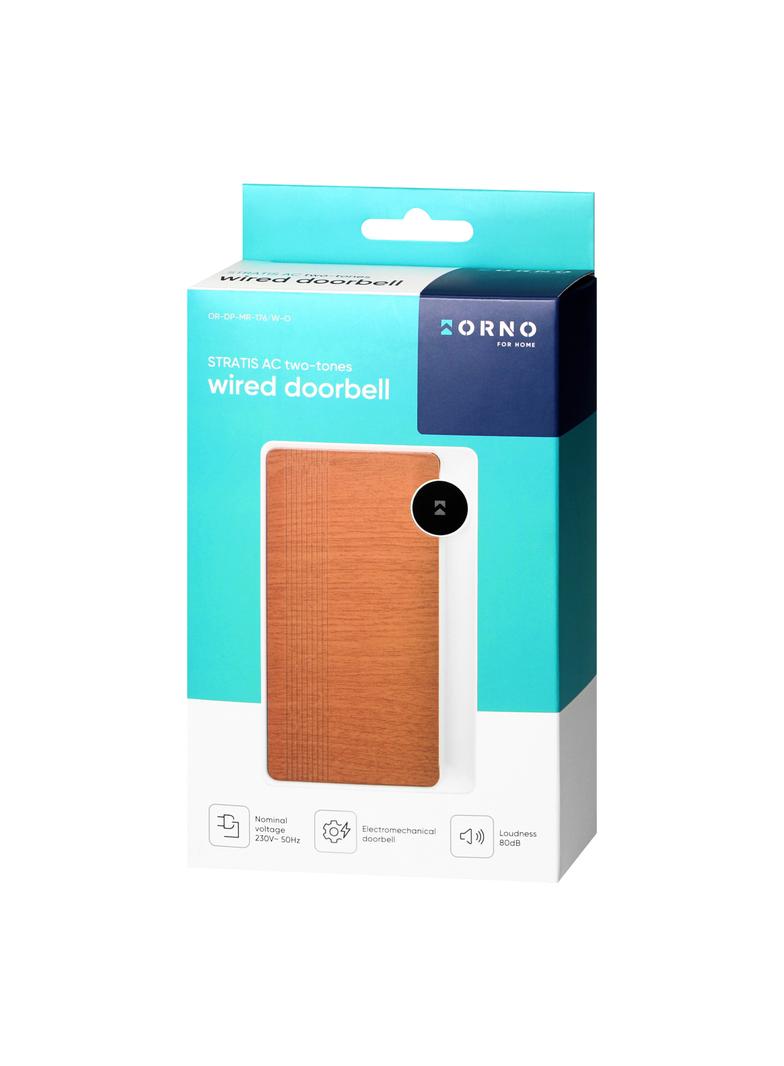 Dzwonek do drzwi przewodowy 230V 2-tonowy DING-DONG 80dB biało-dębowy OR-DP-MR-176/W-O ORNO