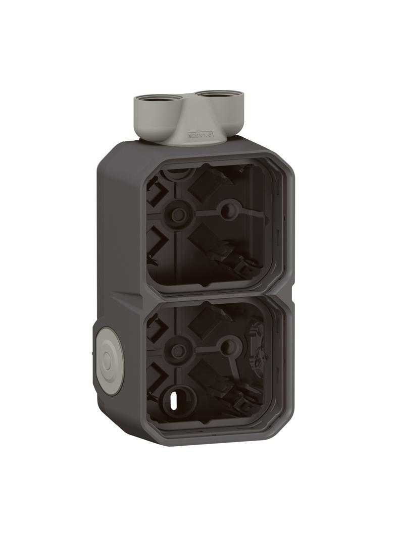 NOWE PLEXO - PUSZKA NATYNKOWA PODWÓJNA Z PRZEPUSTEM KABLOWYM ISO20 ANTRACYT