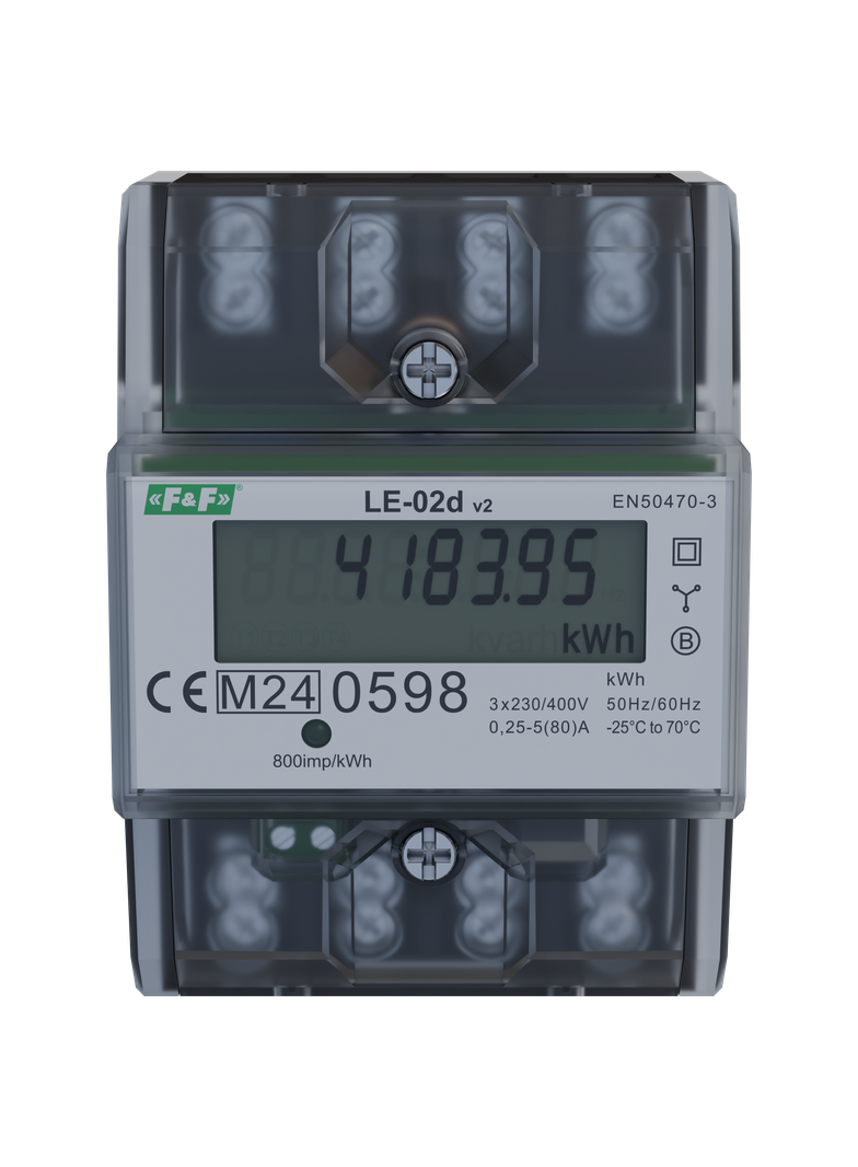 LICZNIK ENERGII ELEKTRYCZNEJ - TRÓJFAZOWY, WYŚWIETLACZ LCD, KL.1, 3X230,400V, 3X5(63A) OBUDOWA 5 MOD