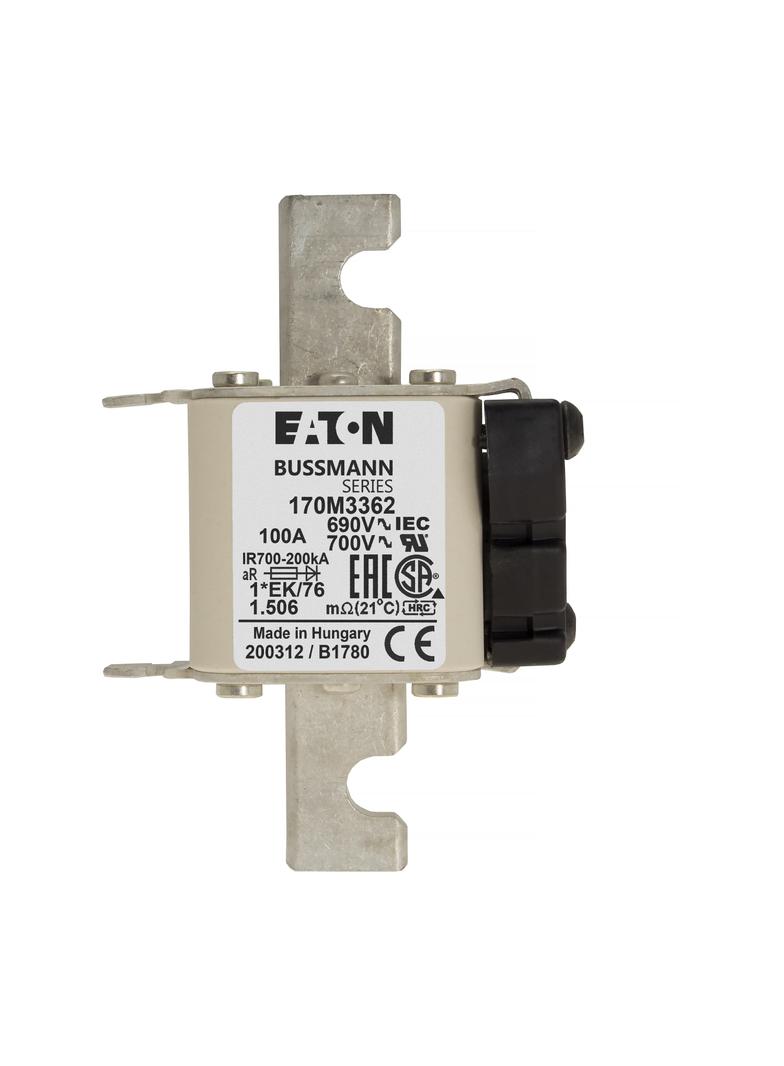 FUSE 100A 690V 1*EK/76 AR UC Wkładka szybka 100A AC 690V rozmiar 1 45x59x102 mm aR, 170M3362 EATON