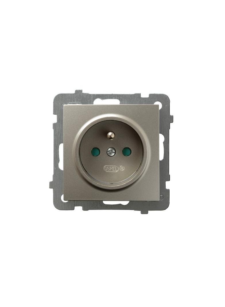 AS Gniazdo pojedyncze z uziemieniem z przesłonami torów prądowych - kolor satyna light