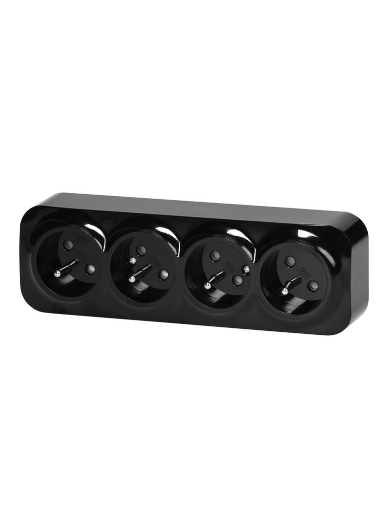 Gniazdo poczwórne natynkowy ToDo 2P+Z IP20, 16A, 230V AC, 16A, 230V AC, czarny, 8 sztuk