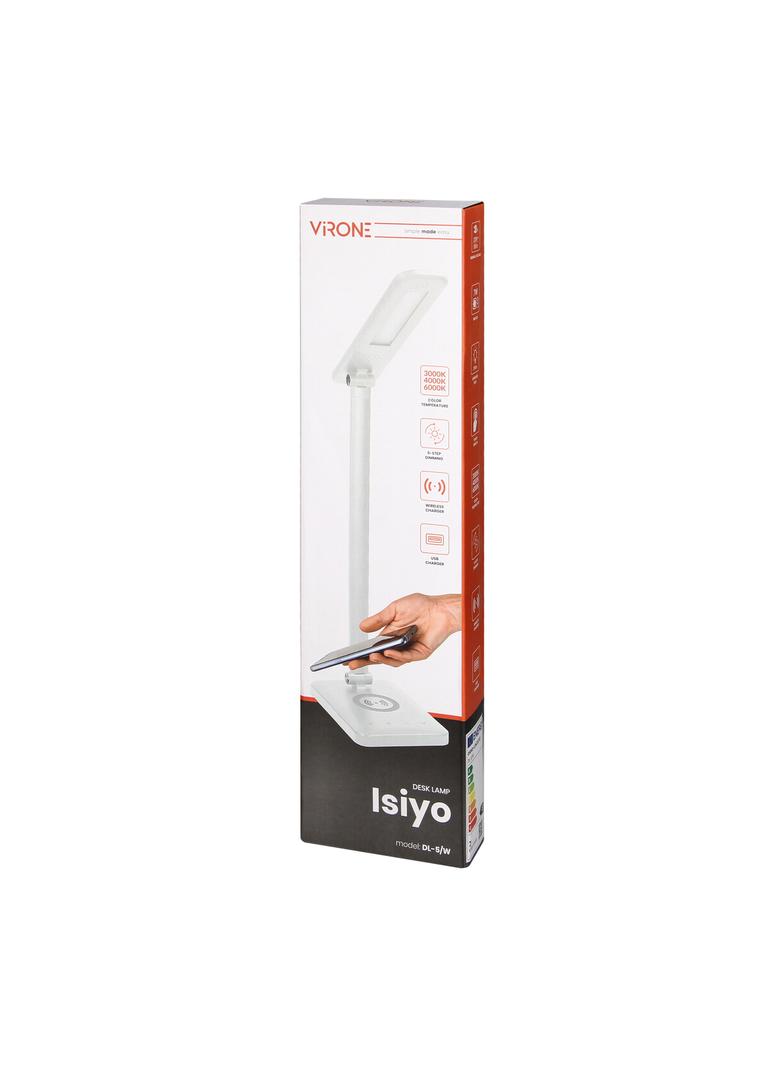 ISIYO LED 7W Lampka biurkowa z ładowarką indukcyjną i usb. 390lm 3000-4000-6000K zmiana barwy temp D