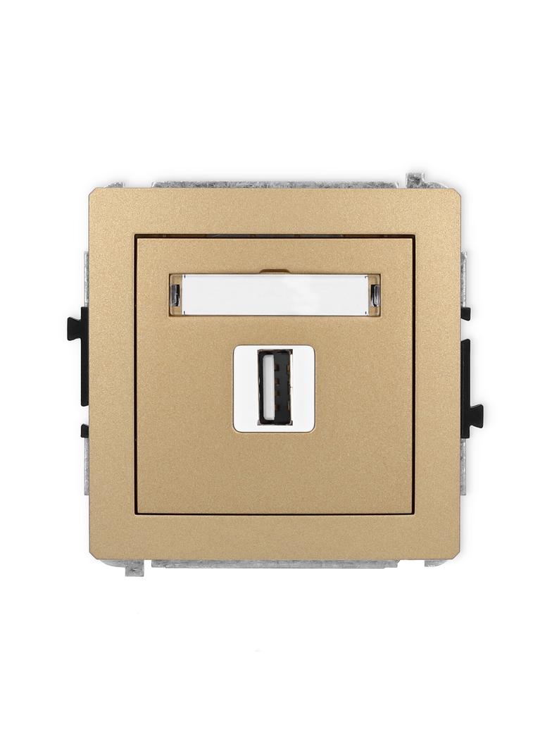 DECO Gniazdo pojedyncze USB A-A 2.0 złoty metalik 8DGUSB-1 KARLIK